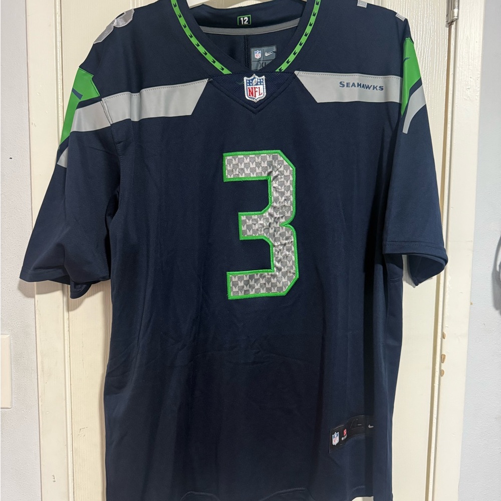 Nike Navy and Green Football Jersey